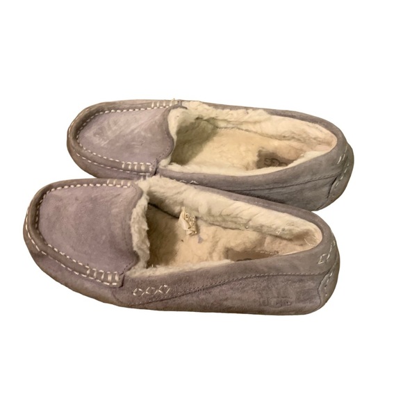 Ugg ANSLEY Hickory Sand suede shearling slipper shoes slip on women's size 7 - Picture 3 of 8